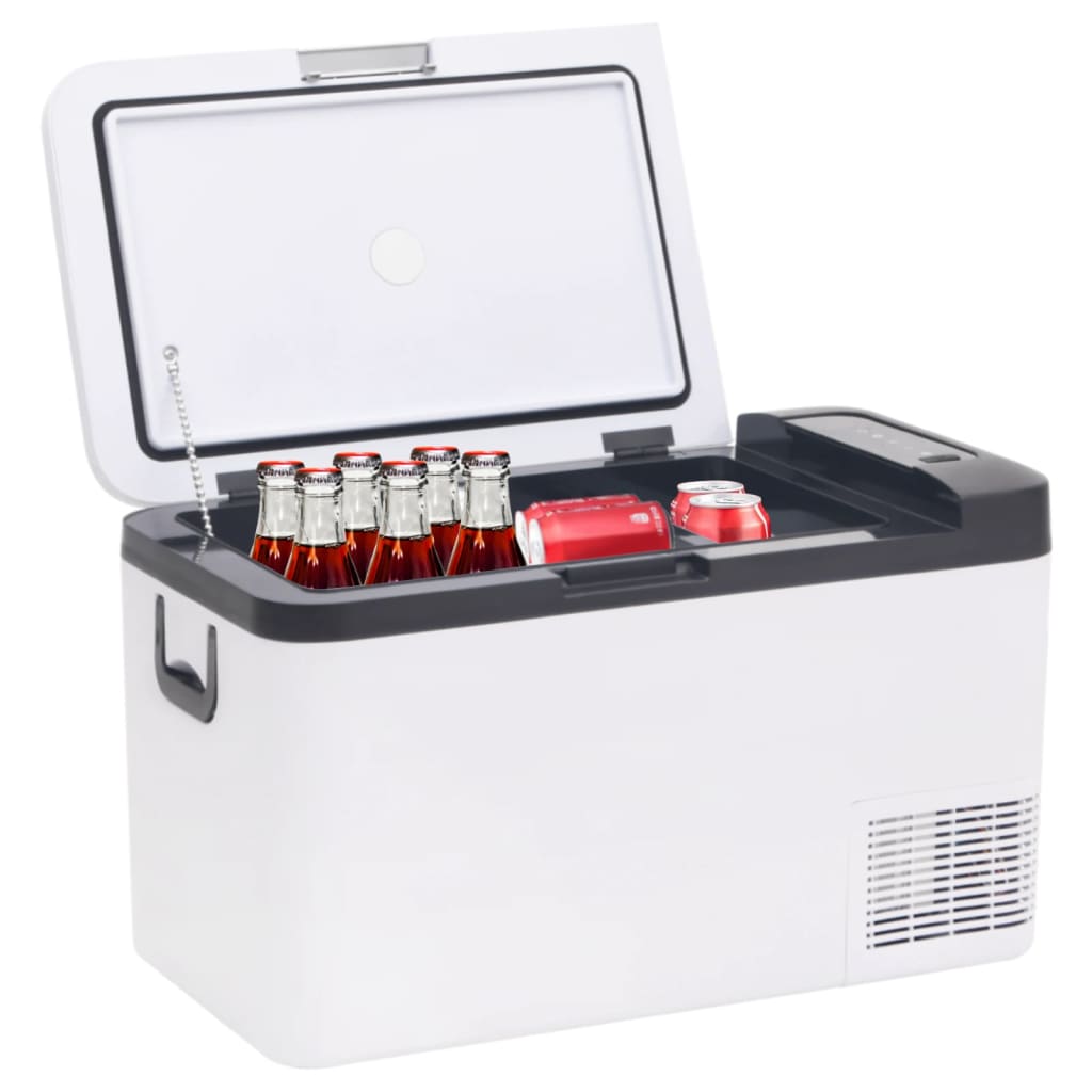 vidaXL Ladă frigorifică cu mâner, alb-negru, 25 L PP și PE vidaXL Ladă frigorifică cu mâner, alb-negru, 25 L PP și PE