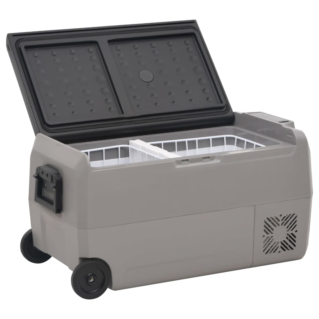 vidaXL Ladă frigorifică cu roată și mâner 36 L, negru și gri, PP & PE vidaXL Ladă frigorifică cu roată și mâner 36 L, negru și gri, PP & PE