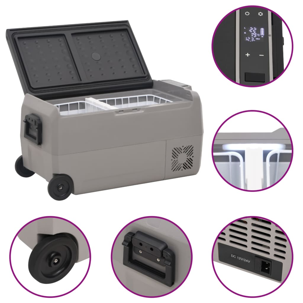 vidaXL Ladă frigorifică cu roată și mâner 36 L, negru și gri, PP & PE vidaXL Ladă frigorifică cu roată și mâner 36 L, negru și gri, PP & PE