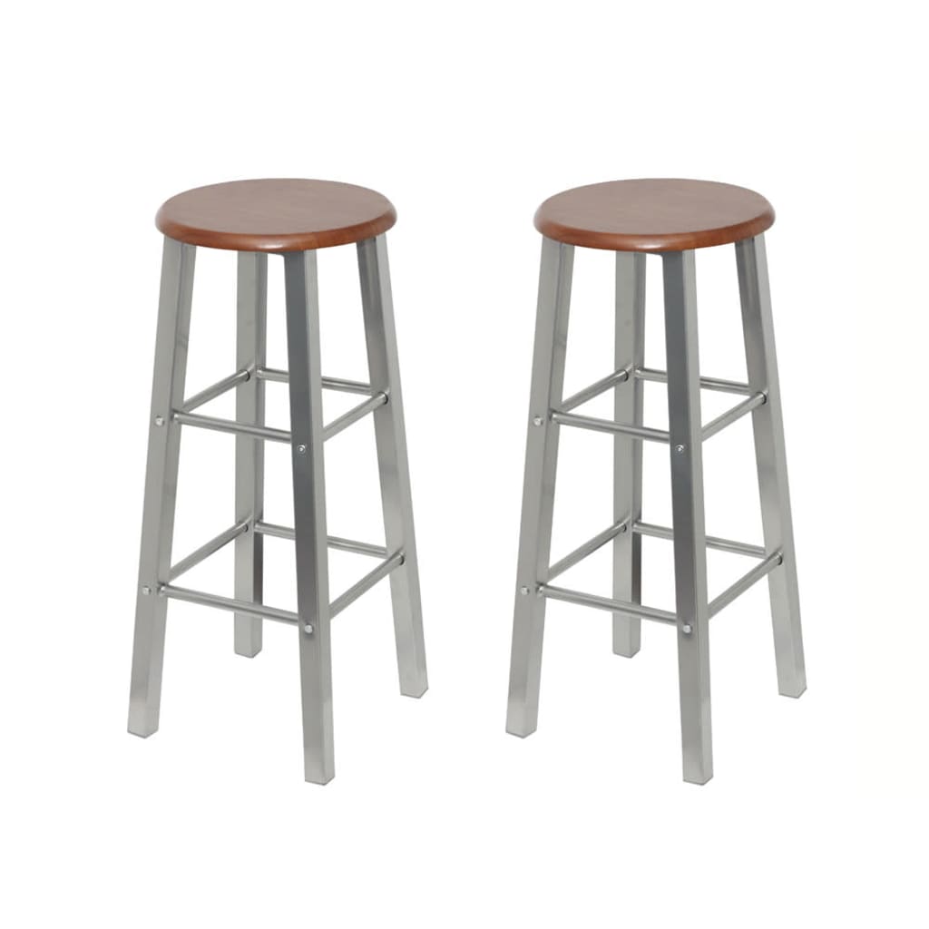vidaXL Scaune de bar, 2 buc., metal, șezut din MDF vidaXL Scaune de bar, 2 buc., metal, șezut din MDF