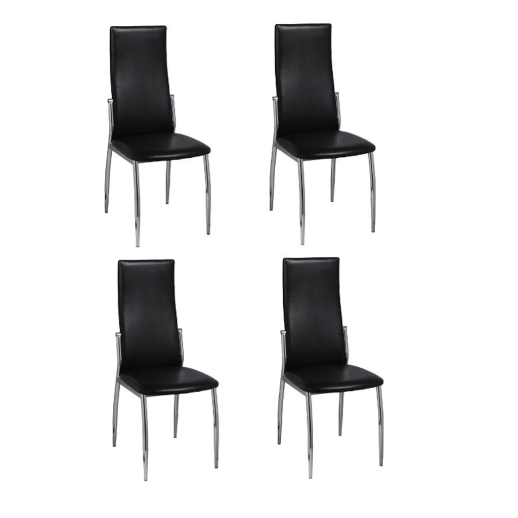 vidaXL Scaune de sufragerie, 4 buc., negru, piele ecologică vidaXL Scaune de sufragerie, 4 buc., negru, piele ecologică