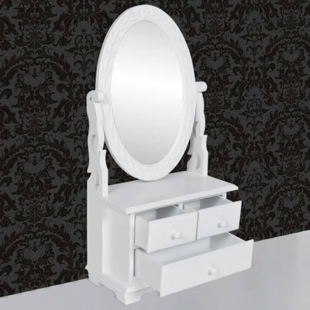 vidaXL Masă de machiaj cu oglindă oscilantă ovală, MDF