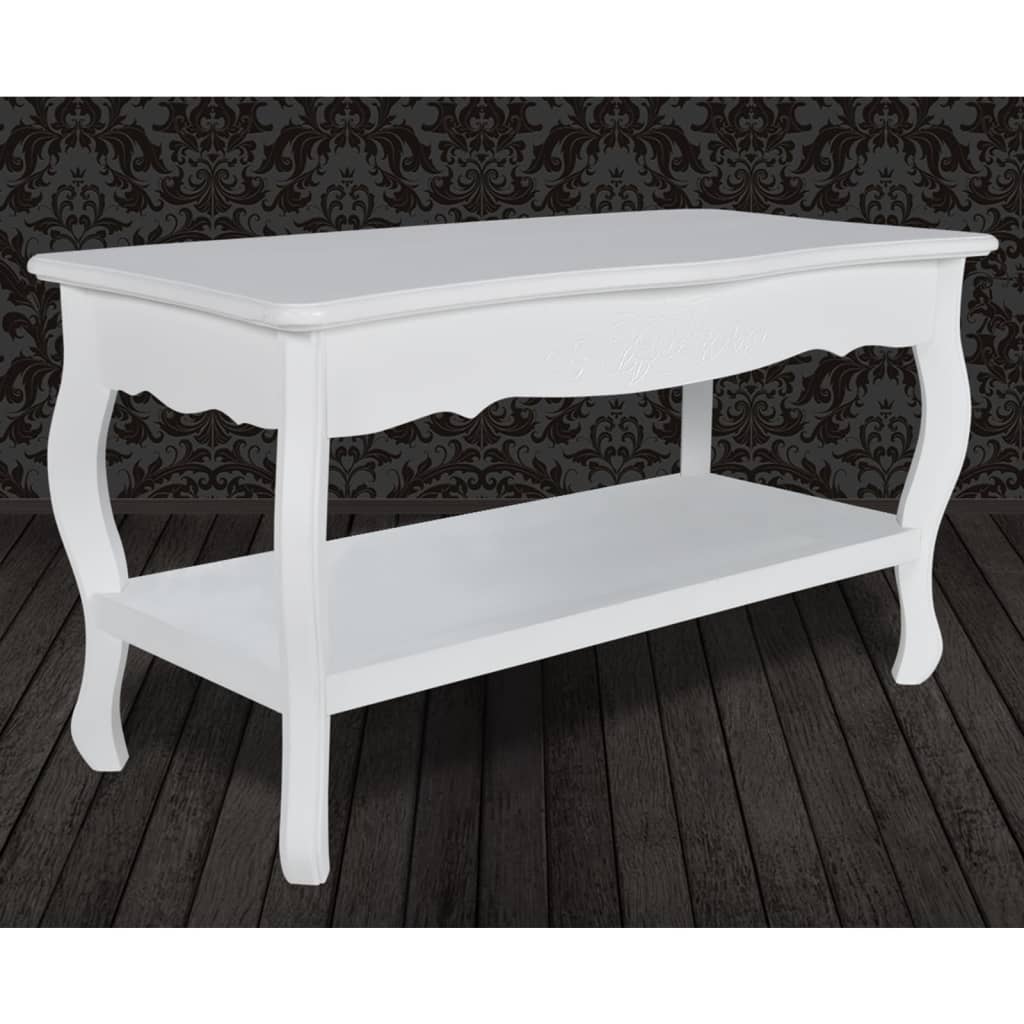 vidaXL Măsuță de cafea cu 2 niveluri, MDF, alb vidaXL Măsuță de cafea cu 2 niveluri, MDF, alb