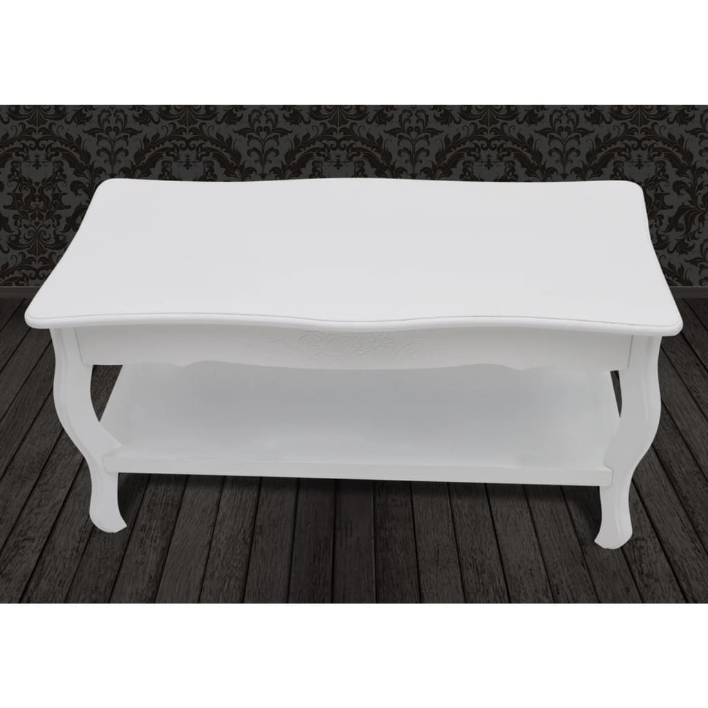 vidaXL Măsuță de cafea cu 2 niveluri, MDF, alb vidaXL Măsuță de cafea cu 2 niveluri, MDF, alb