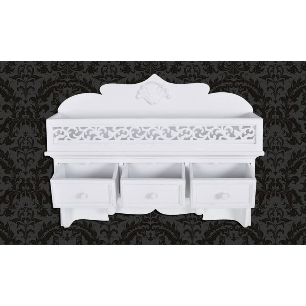 Raft/Cuier de perete, cu 3 sertare și 2 cârlige Raft/Cuier de perete, cu 3 sertare și 2 cârlige