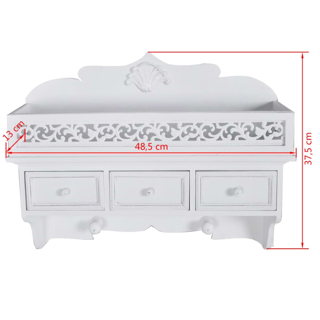 Raft/Cuier de perete, cu 3 sertare și 2 cârlige Raft/Cuier de perete, cu 3 sertare și 2 cârlige