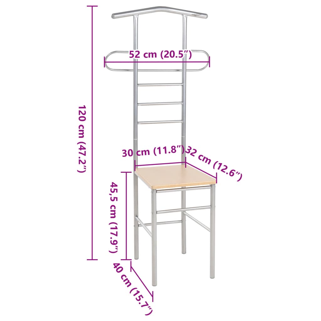 vidaXL Scaune valet pentru domni, 2 buc., metal vidaXL Scaune valet pentru domni, 2 buc., metal