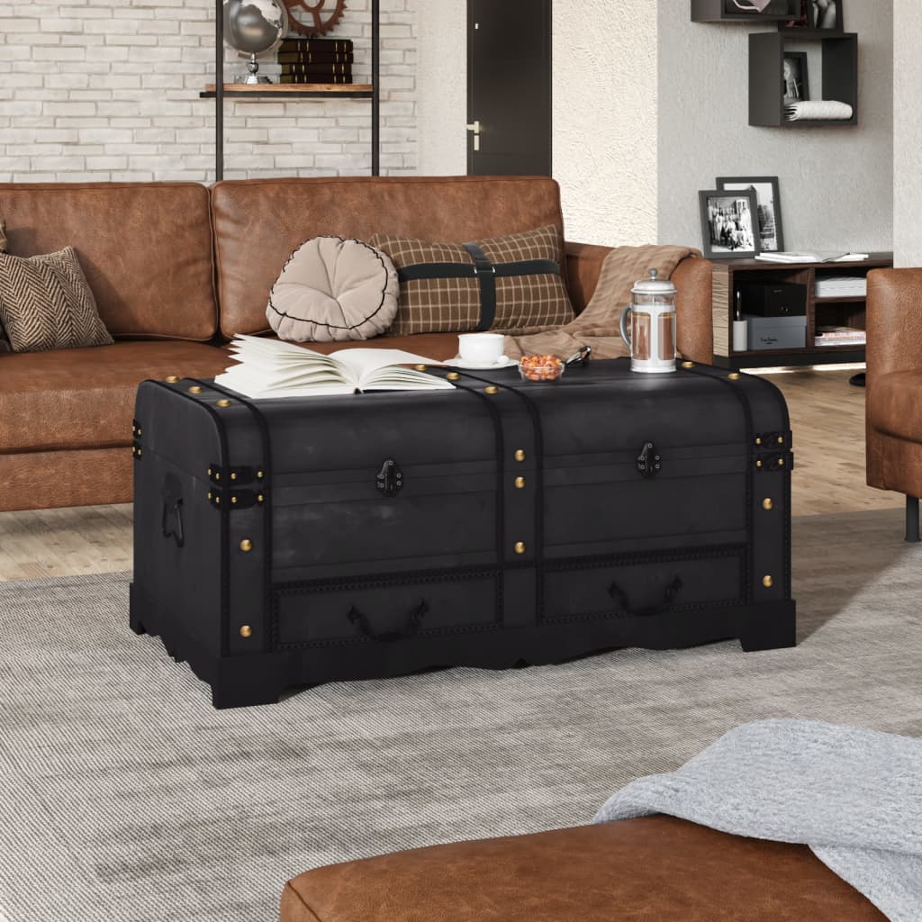 vidaXL Cufăr vintage mare, negru, lemn vidaXL Cufăr vintage mare, negru, lemn