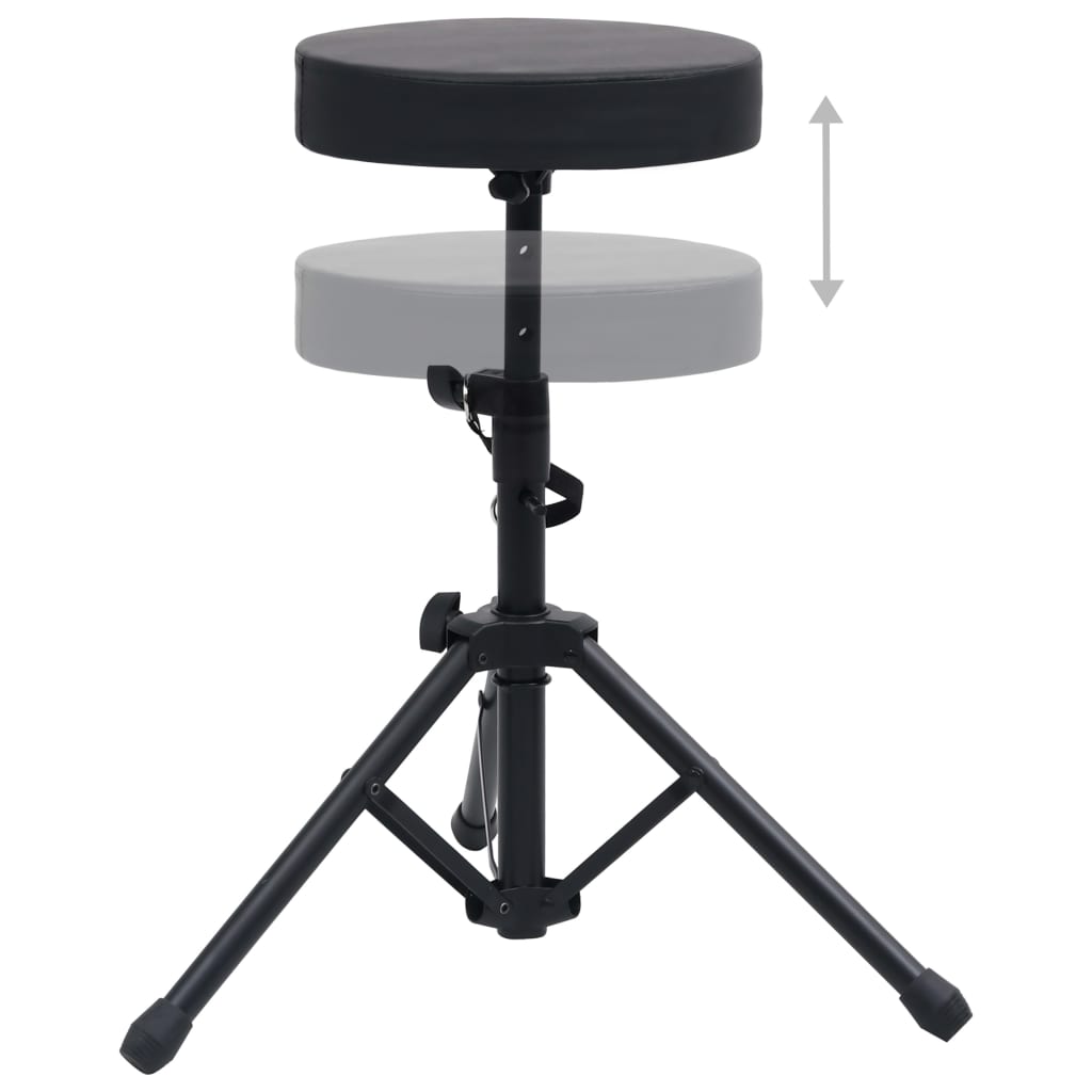 vidaXL Taburet reglabil pentru tobe, negru, rotund vidaXL Taburet reglabil pentru tobe, negru, rotund