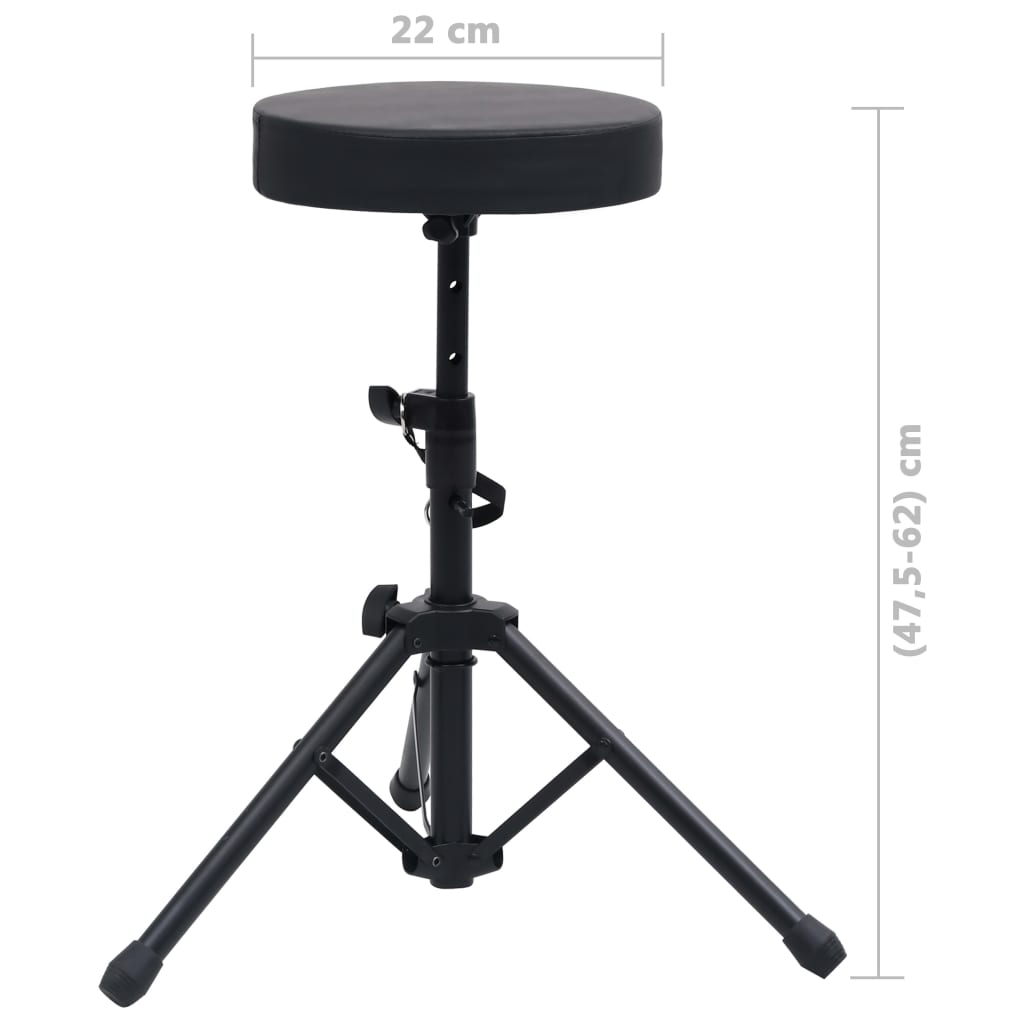 vidaXL Taburet reglabil pentru tobe, negru, rotund vidaXL Taburet reglabil pentru tobe, negru, rotund