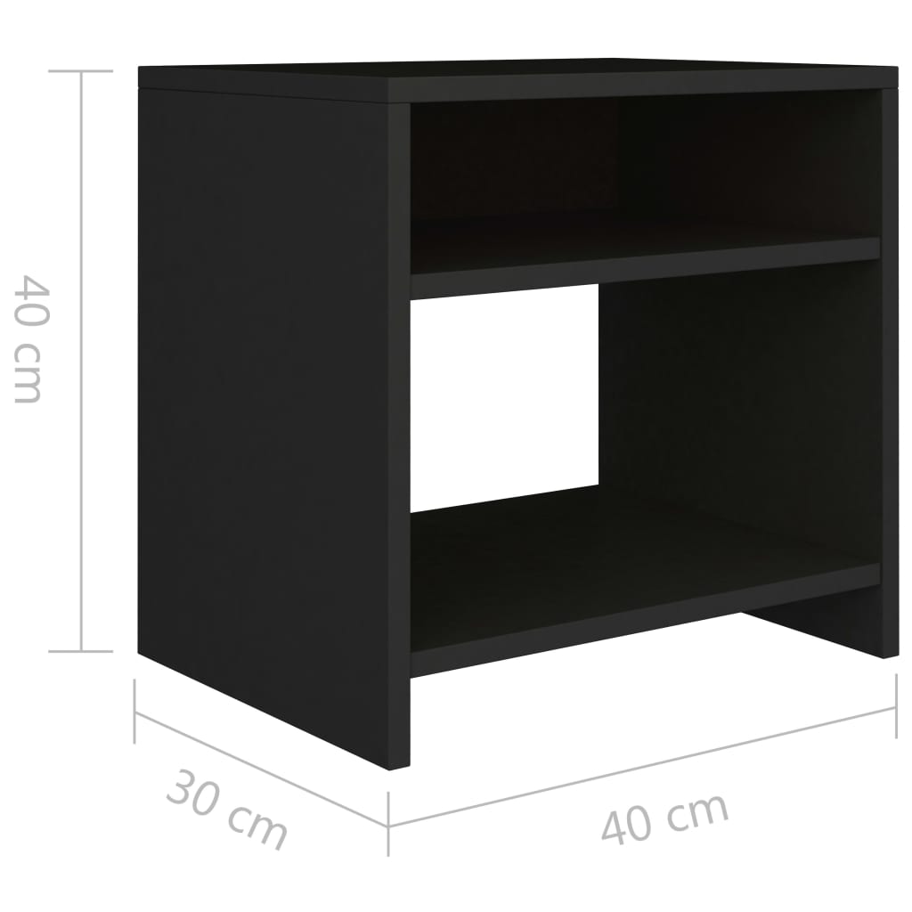 vidaXL Noptieră, negru, 40x30x40 cm, lemn prelucrat