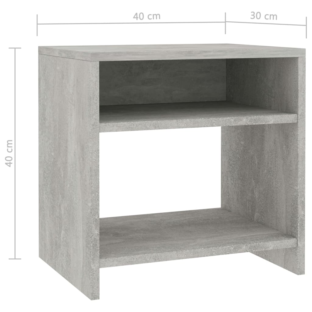 vidaXL Noptiere, 2 buc., gri beton, 40x30x40 cm, lemn prelucrat