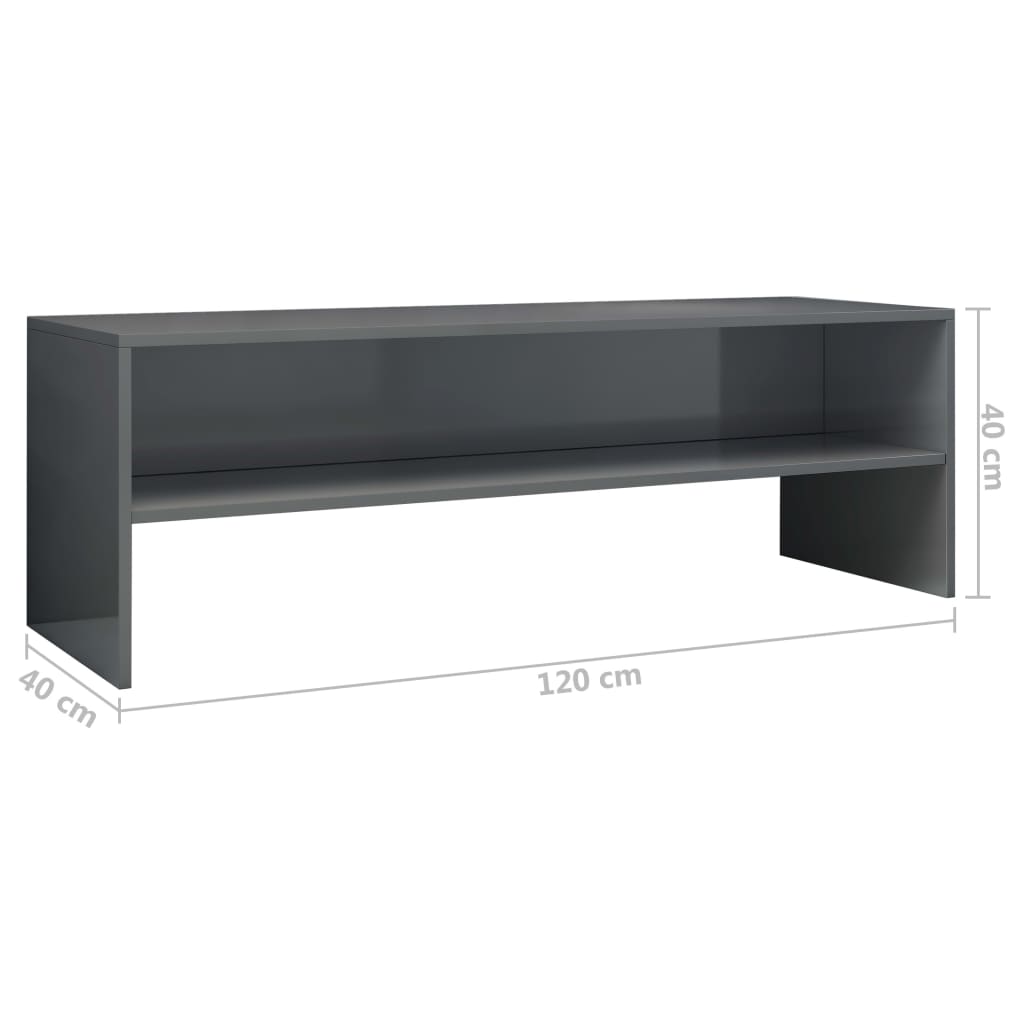 vidaXL Dulap TV, gri extralucios, 120x40x40 cm, lemn prelucrat