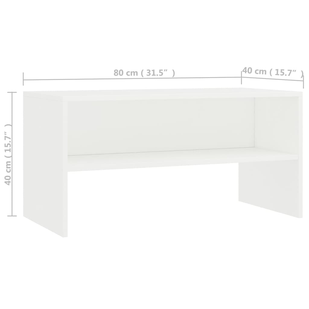 vidaXL Dulap TV, alb, 80x40x40 cm, lemn prelucrat