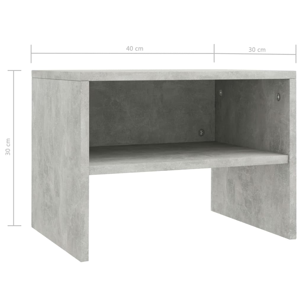 vidaXL Noptiere, 2 buc., gri beton, 40x30x30 cm, lemn prelucrat