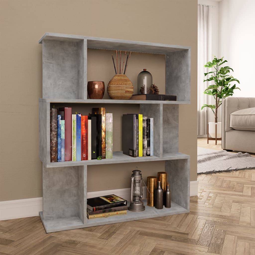 vidaXL Bibliotecă/Separator, gri beton, 80x24x96 cm, lemn prelucrat vidaXL Bibliotecă/Separator, gri beton, 80x24x96 cm, lemn prelucrat