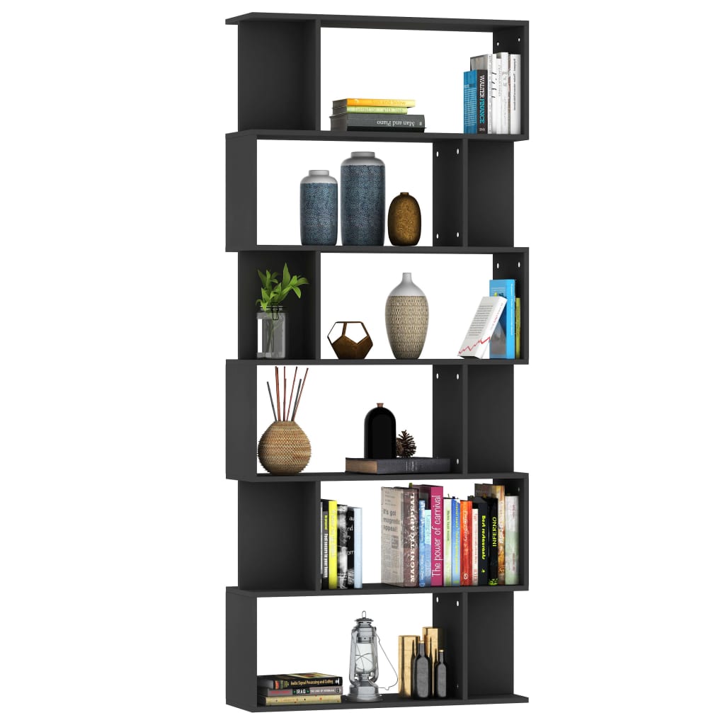 vidaXL Bibliotecă/Separator cameră negru, 80x24x192 cm, lemn prelucrat