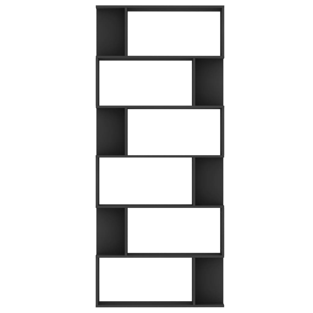 vidaXL Bibliotecă/Separator cameră negru, 80x24x192 cm, lemn prelucrat