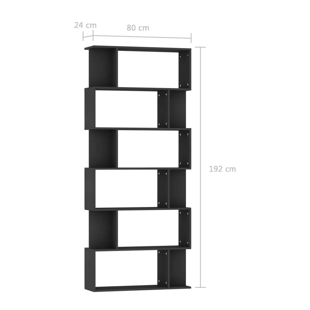 vidaXL Bibliotecă/Separator cameră negru, 80x24x192 cm, lemn prelucrat