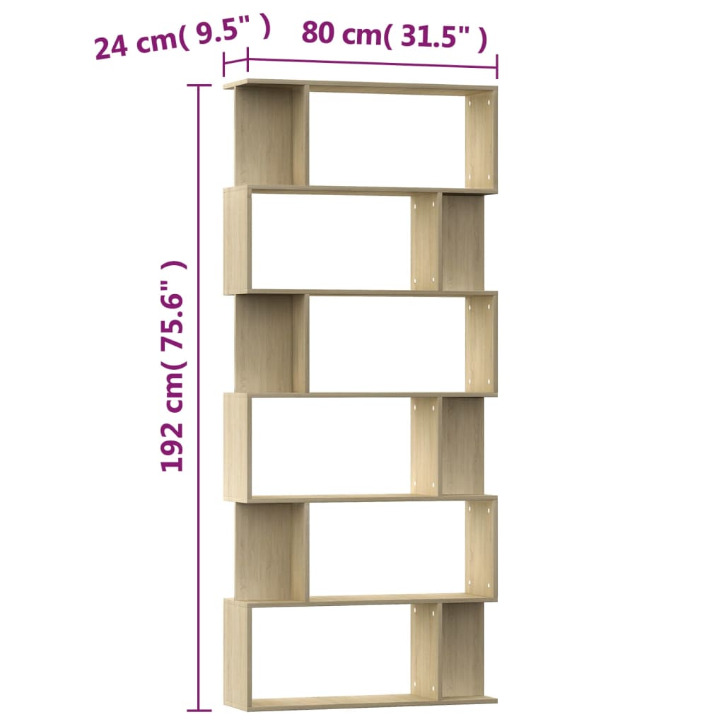vidaXL Bibliotecă/Separator, stejar sonoma 80x24x192 cm lemn prelucrat vidaXL Bibliotecă/Separator, stejar sonoma 80x24x192 cm lemn prelucrat