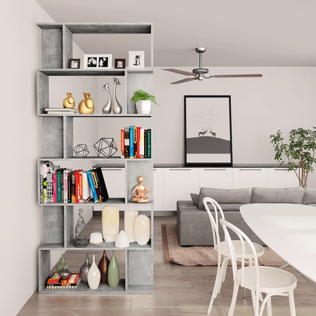 vidaXL Bibliotecă/Separator, gri beton, 80x24x192 cm, lemn prelucrat vidaXL Bibliotecă/Separator, gri beton, 80x24x192 cm, lemn prelucrat