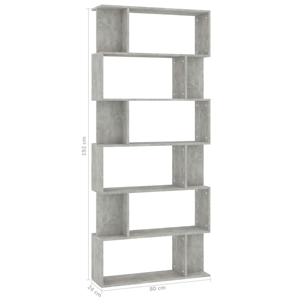 vidaXL Bibliotecă/Separator, gri beton, 80x24x192 cm, lemn prelucrat vidaXL Bibliotecă/Separator, gri beton, 80x24x192 cm, lemn prelucrat