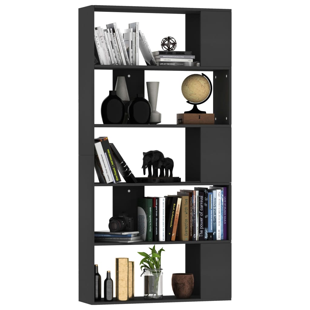 vidaXL Bibliotecă/Separator cameră negru, 80x24x159 cm, lemn prelucrat vidaXL Bibliotecă/Separator cameră negru, 80x24x159 cm, lemn prelucrat