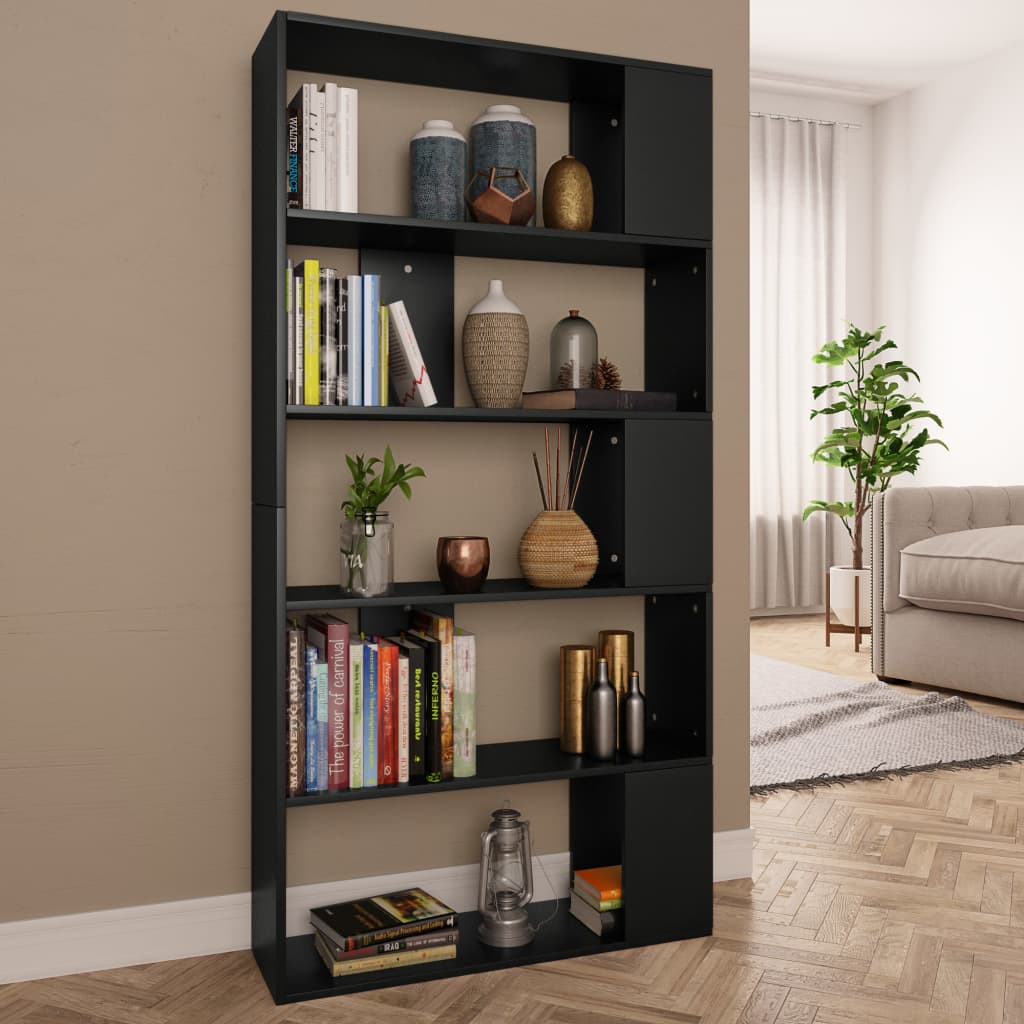 vidaXL Bibliotecă/Separator cameră negru, 80x24x159 cm, lemn prelucrat vidaXL Bibliotecă/Separator cameră negru, 80x24x159 cm, lemn prelucrat