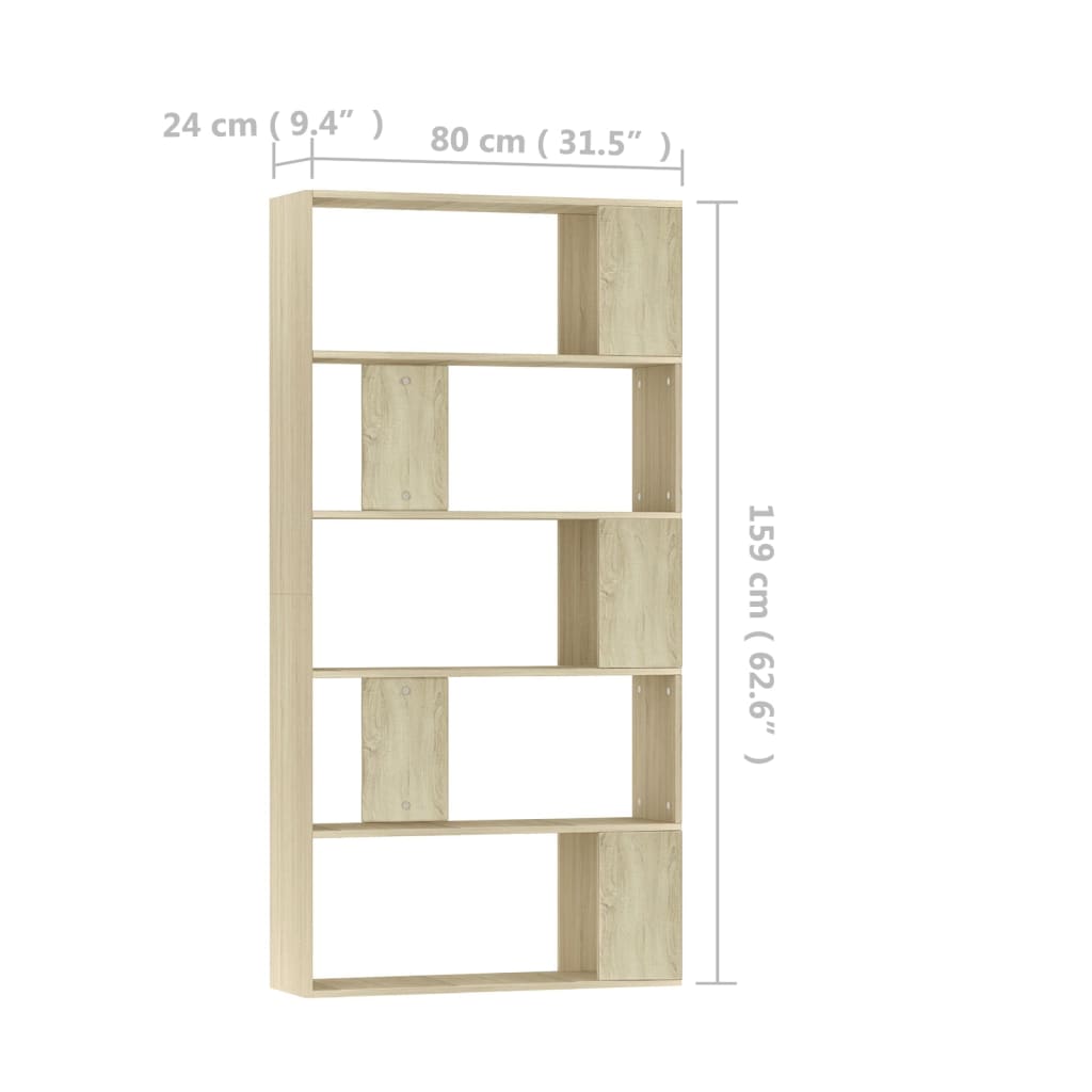 vidaXL Bibliotecă/Separator, stejar sonoma 80x24x159 cm lemn prelucrat vidaXL Bibliotecă/Separator, stejar sonoma 80x24x159 cm lemn prelucrat