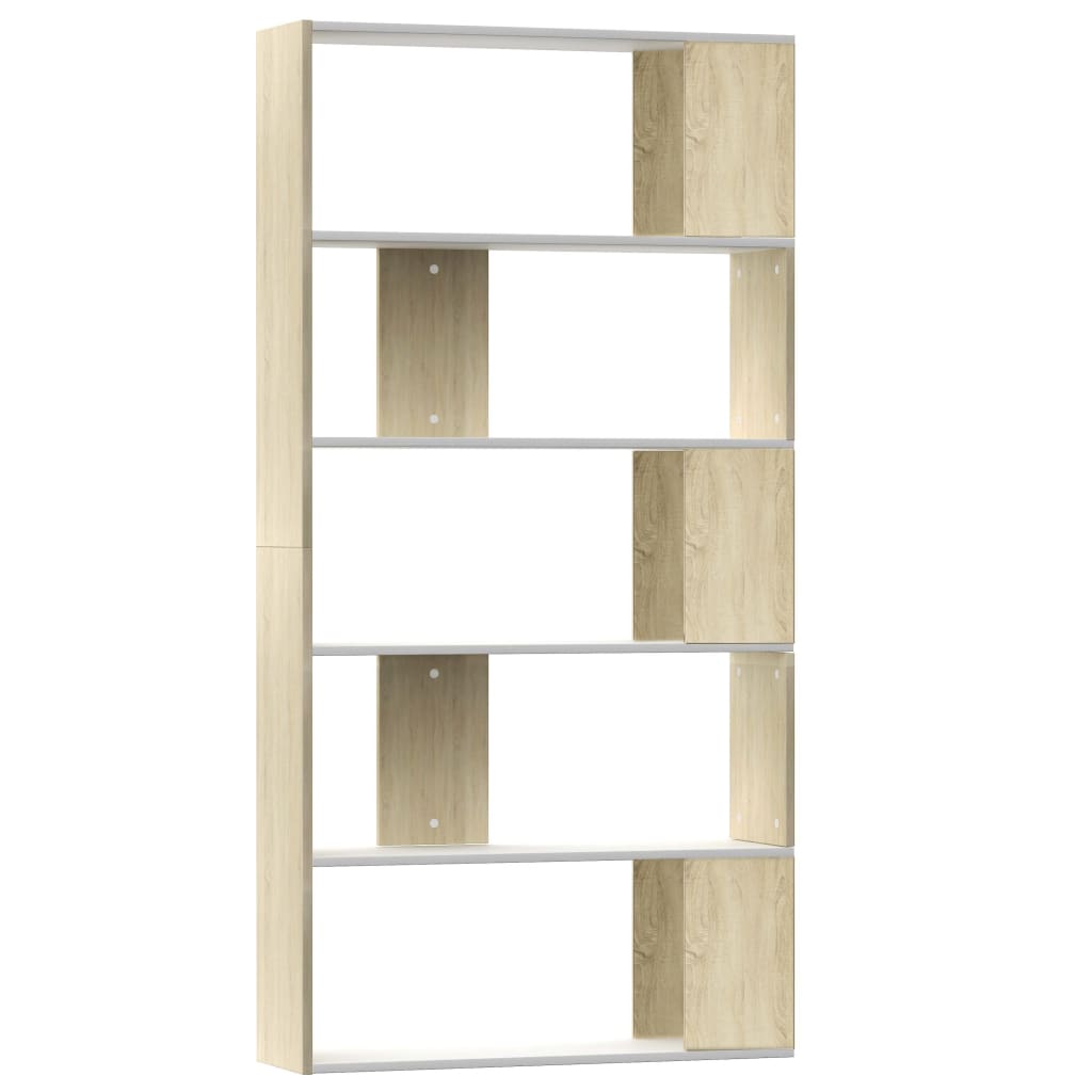 vidaXL Bibliotecă/Separator cameră alb&stejar sonoma 80x24x159 cm PAL