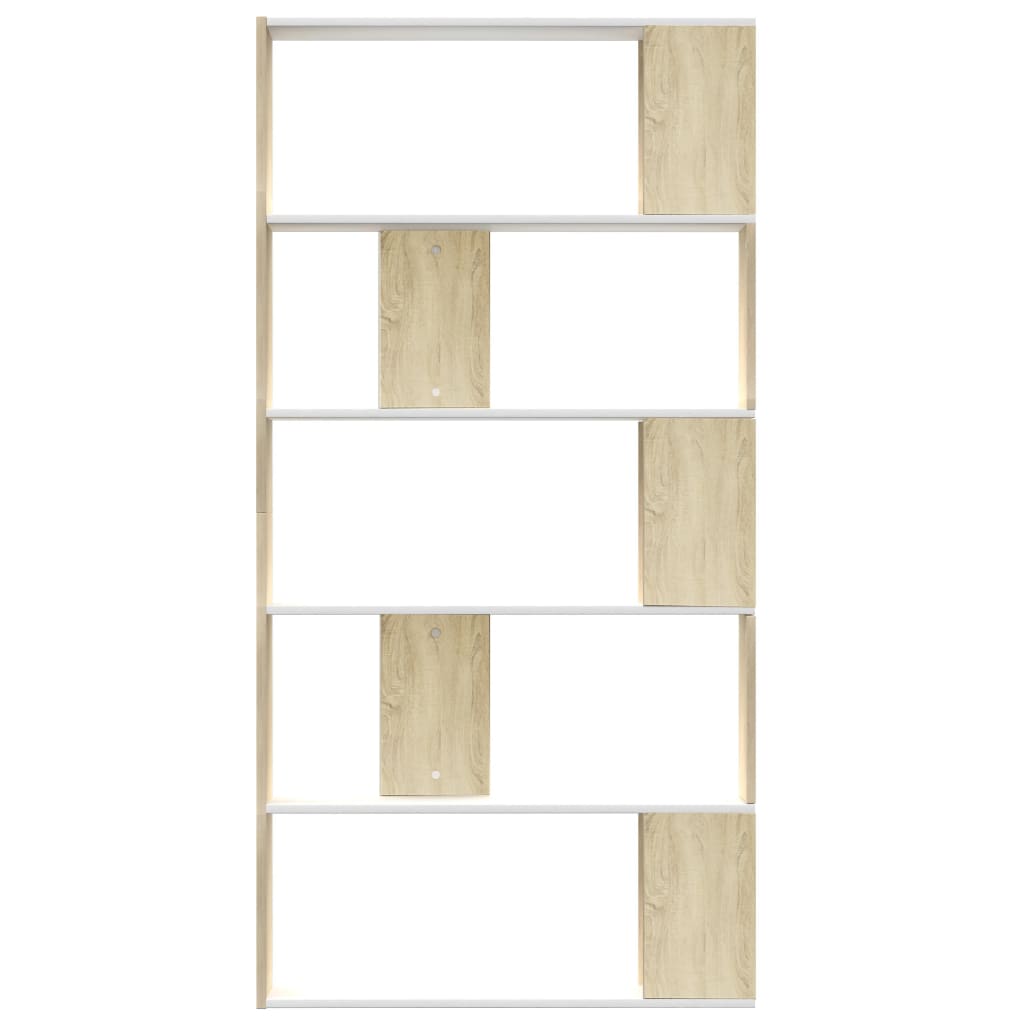 vidaXL Bibliotecă/Separator cameră alb&stejar sonoma 80x24x159 cm PAL