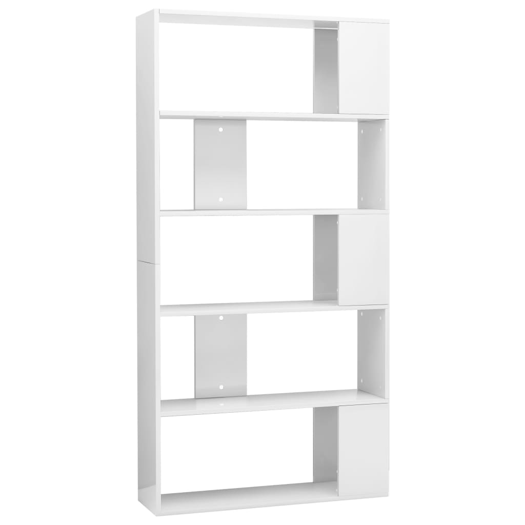 vidaXL Bibliotecă/Separator cameră, alb extralucios, 80x24x159 cm, PAL