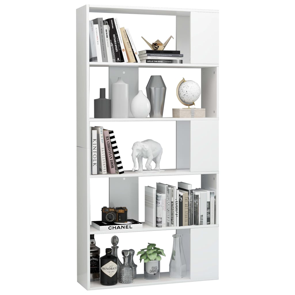 vidaXL Bibliotecă/Separator cameră, alb extralucios, 80x24x159 cm, PAL