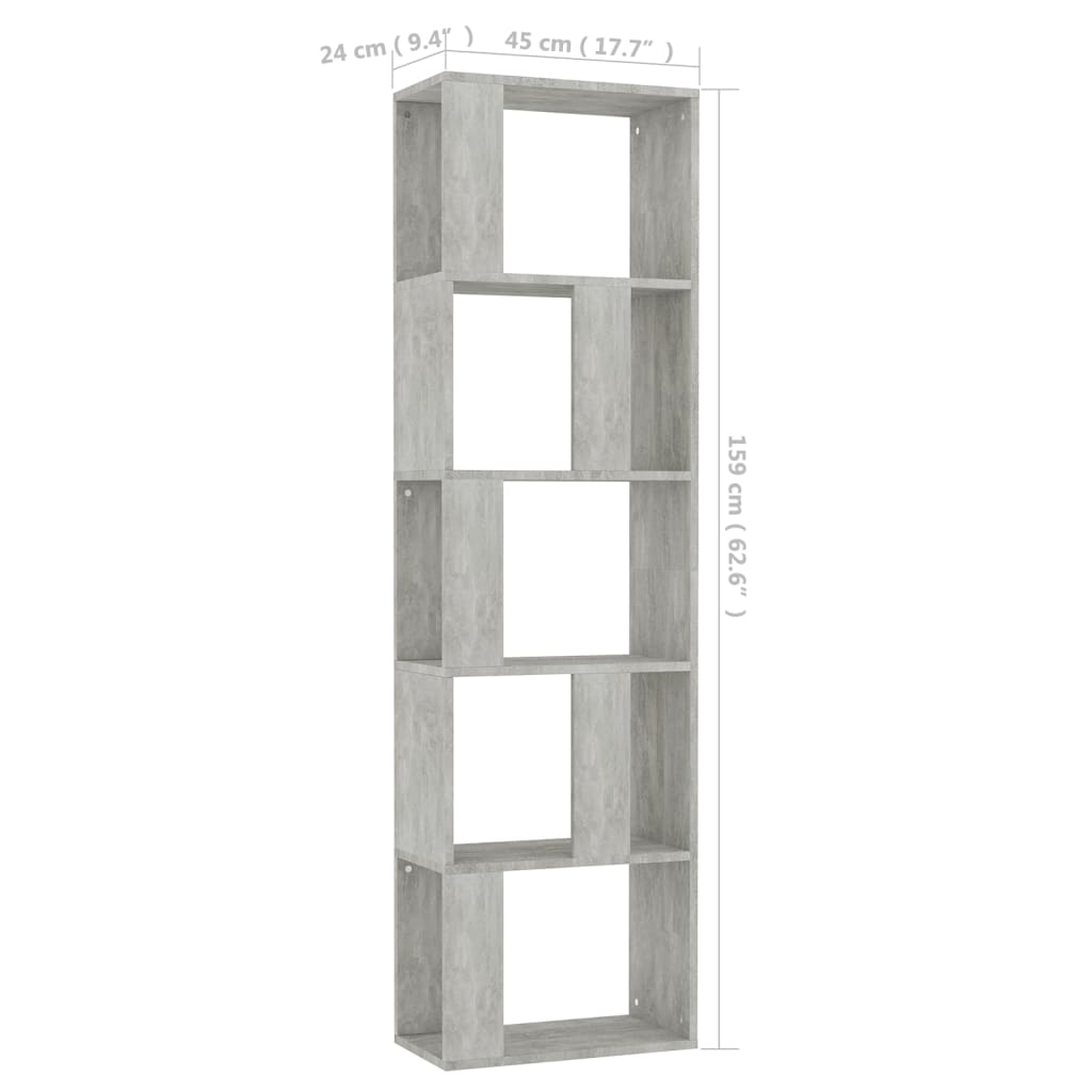vidaXL Bibliotecă/Separator, gri beton, 45x24x159 cm, lemn prelucrat vidaXL Bibliotecă/Separator, gri beton, 45x24x159 cm, lemn prelucrat