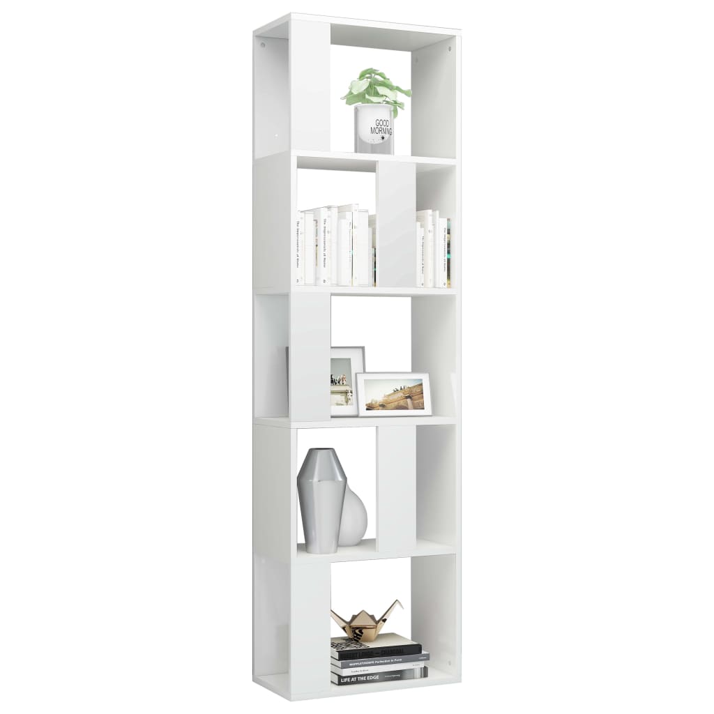 vidaXL Bibliotecă/Separator alb extralucios 45x24x159cm lemn prelucrat