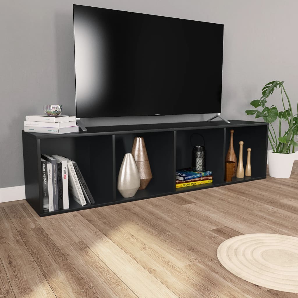 vidaXL Bibliotecă/Dulap TV, negru, 36x30x143 cm, lemn prelucrat