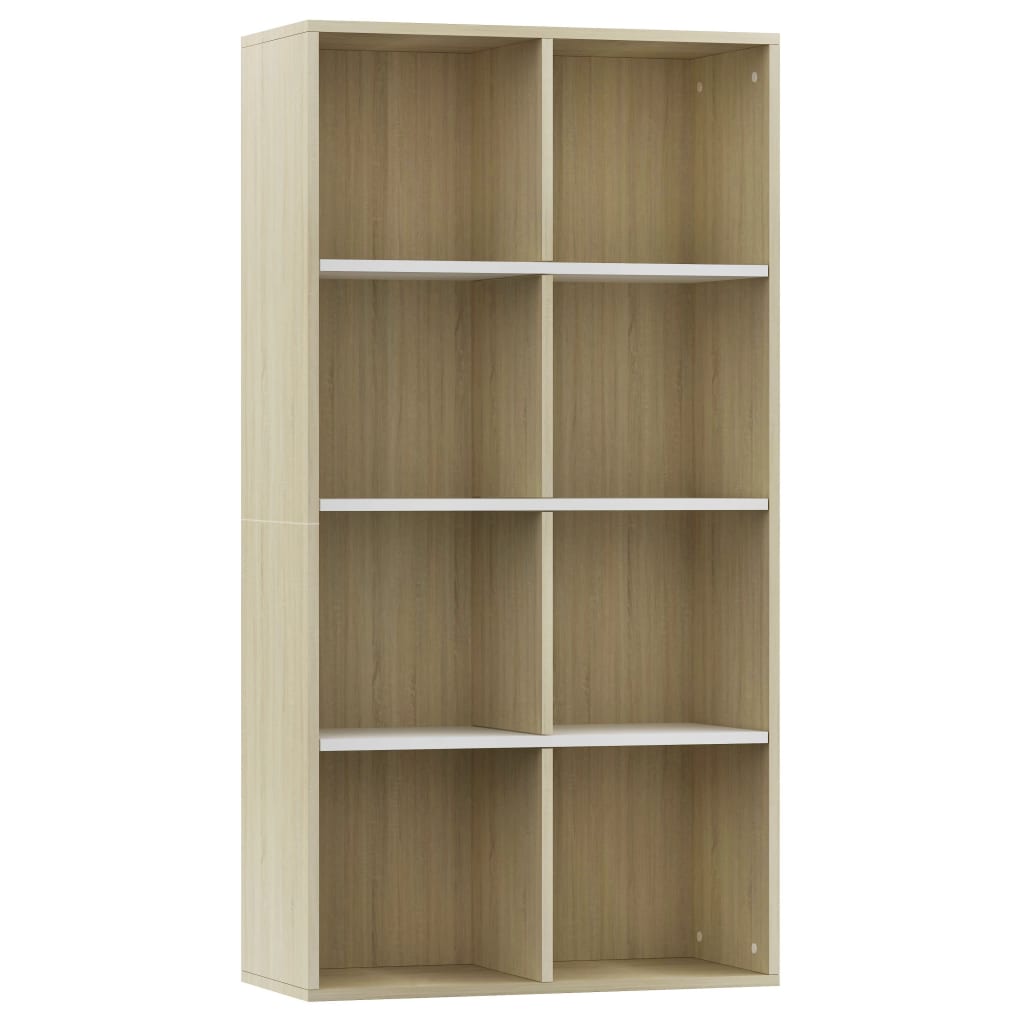 vidaXL Bibliotecă/Servantă, alb și stejar sonoma, 66x30x130 cm, PAL vidaXL Bibliotecă/Servantă, alb și stejar sonoma, 66x30x130 cm, PAL