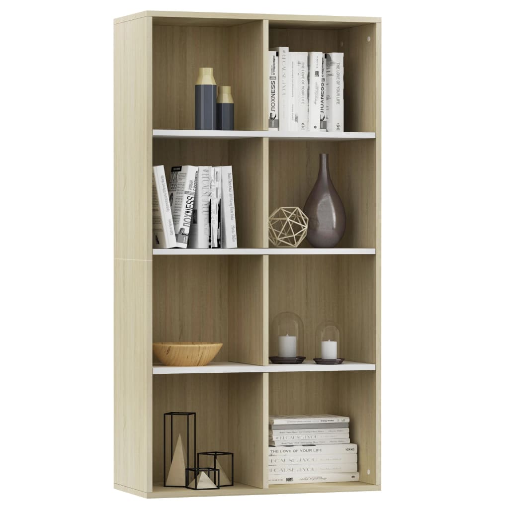 vidaXL Bibliotecă/Servantă, alb și stejar sonoma, 66x30x130 cm, PAL vidaXL Bibliotecă/Servantă, alb și stejar sonoma, 66x30x130 cm, PAL