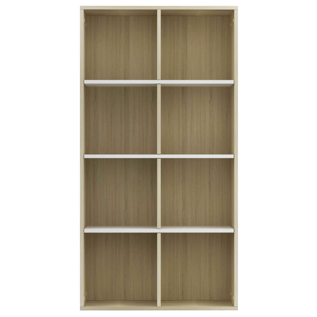 vidaXL Bibliotecă/Servantă, alb și stejar sonoma, 66x30x130 cm, PAL vidaXL Bibliotecă/Servantă, alb și stejar sonoma, 66x30x130 cm, PAL