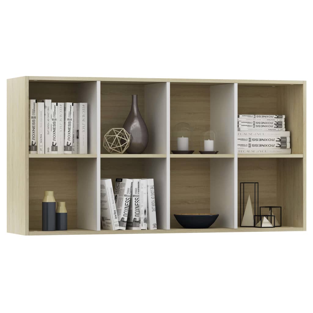 vidaXL Bibliotecă/Servantă, alb și stejar sonoma, 66x30x130 cm, PAL vidaXL Bibliotecă/Servantă, alb și stejar sonoma, 66x30x130 cm, PAL