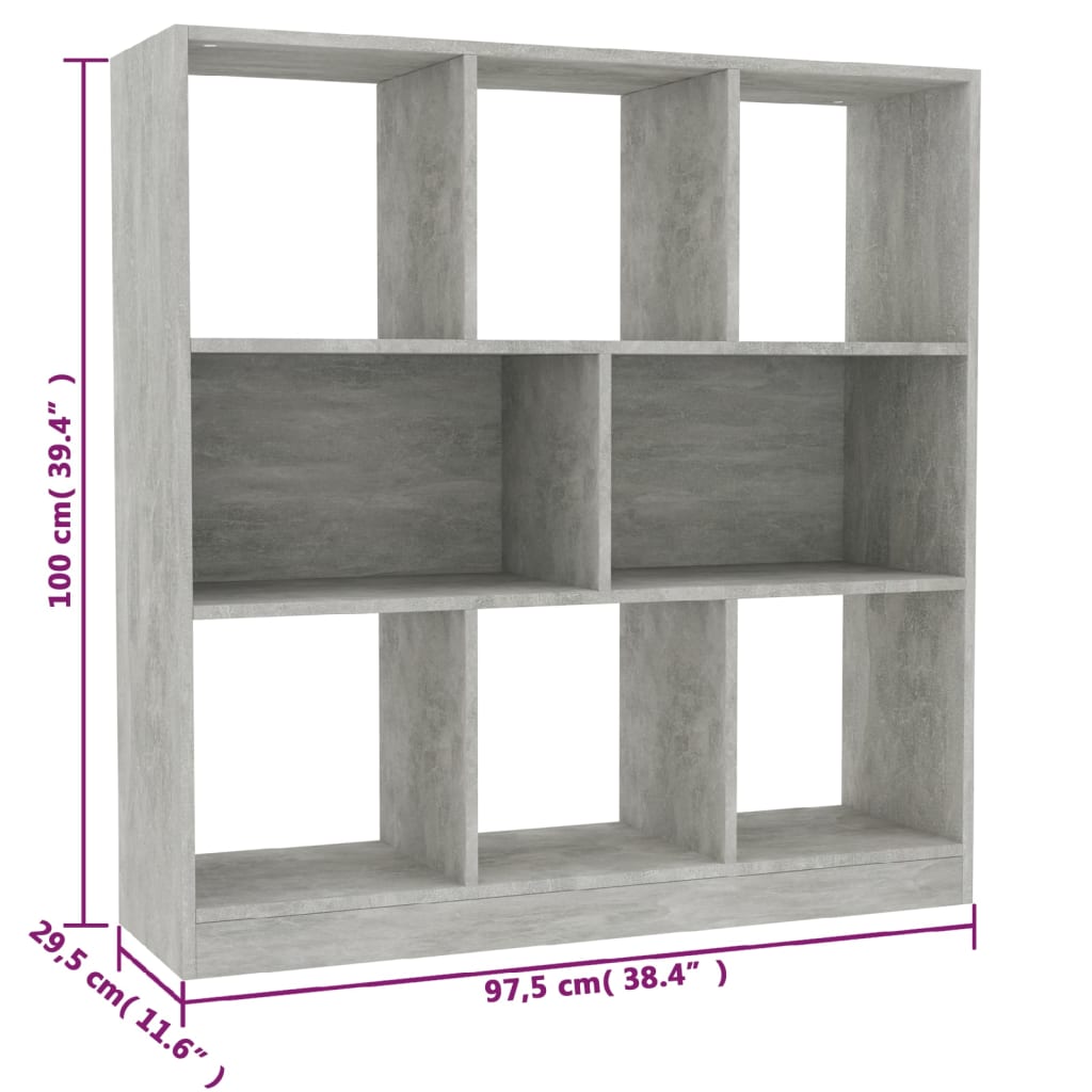 vidaXL Bibliotecă, gri beton, 97,5x29,5x100 cm, lemn prelucrat vidaXL Bibliotecă, gri beton, 97,5x29,5x100 cm, lemn prelucrat