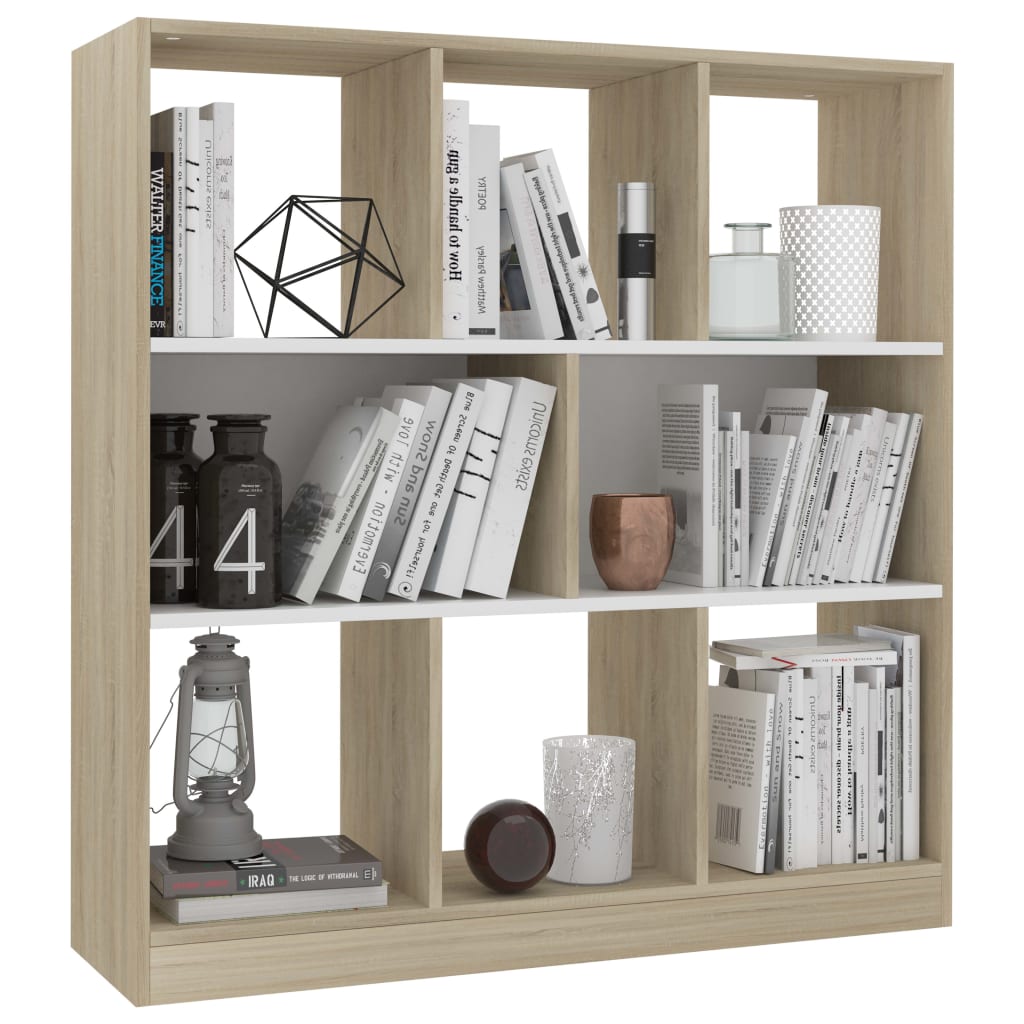 vidaXL Bibliotecă, alb/stejar sonoma, 97,5x29,5x100 cm, lemn prelucrat vidaXL Bibliotecă, alb/stejar sonoma, 97,5x29,5x100 cm, lemn prelucrat