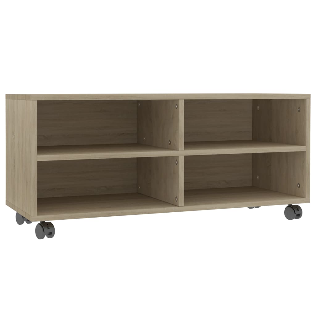 vidaXL Dulap TV cu rotile, stejar sonoma, 90x35x35, lemn prelucrat vidaXL Dulap TV cu rotile, stejar sonoma, 90x35x35, lemn prelucrat