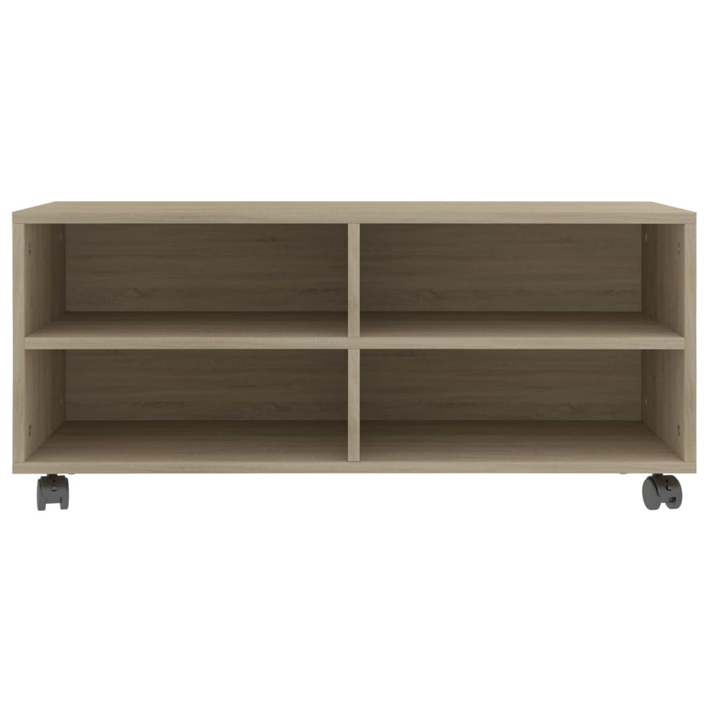 vidaXL Dulap TV cu rotile, stejar sonoma, 90x35x35, lemn prelucrat vidaXL Dulap TV cu rotile, stejar sonoma, 90x35x35, lemn prelucrat