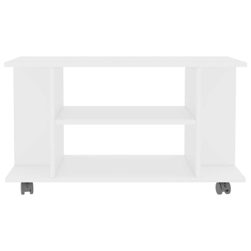 vidaXL Comodă TV cu roți, alb, 80x40x45 cm, lemn prelucrat vidaXL Comodă TV cu roți, alb, 80x40x45 cm, lemn prelucrat