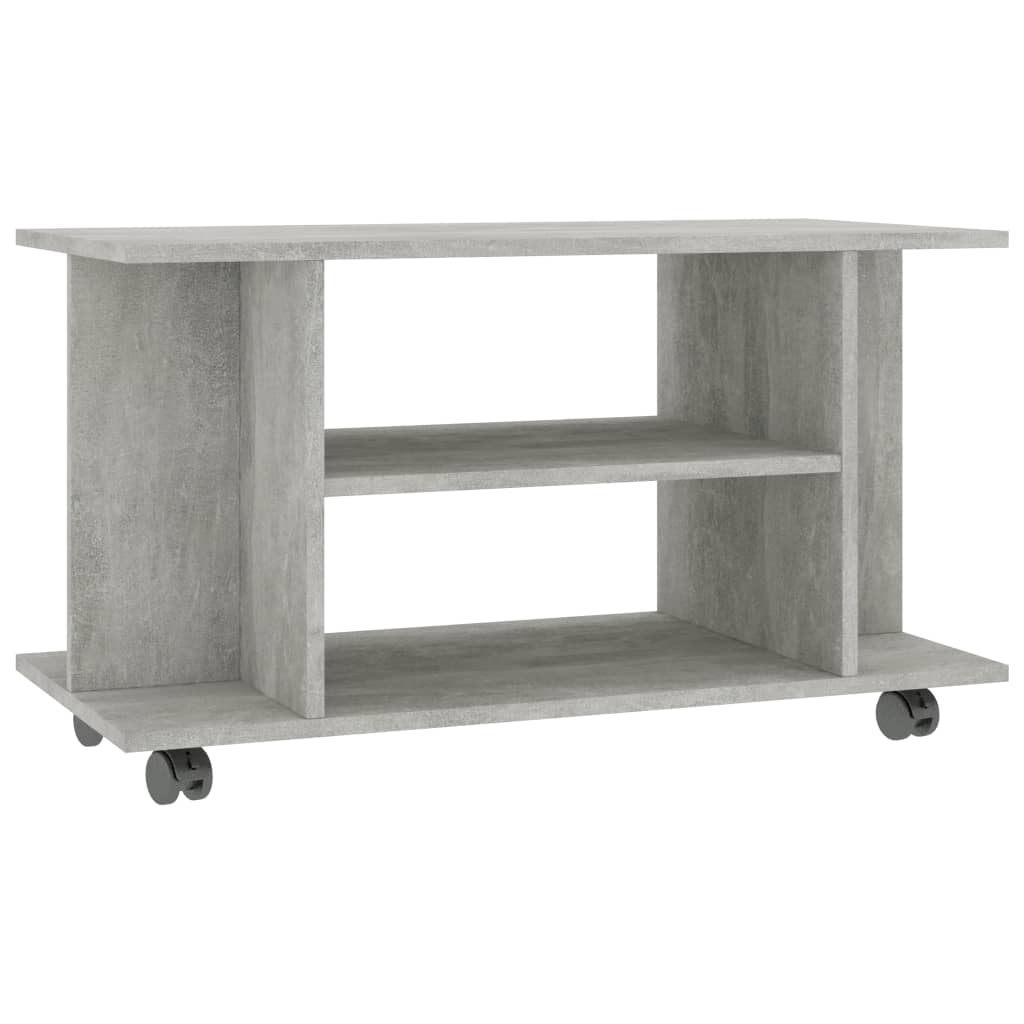 vidaXL Comodă TV cu roți, gri beton, 80x40x45 cm, lemn prelucrat vidaXL Comodă TV cu roți, gri beton, 80x40x45 cm, lemn prelucrat