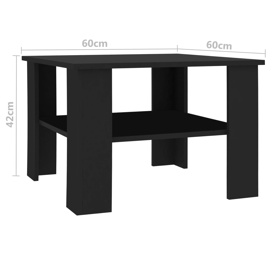 vidaXL Măsuță de cafea, negru, 60x60x42 cm, lemn prelucrat vidaXL Măsuță de cafea, negru, 60x60x42 cm, lemn prelucrat