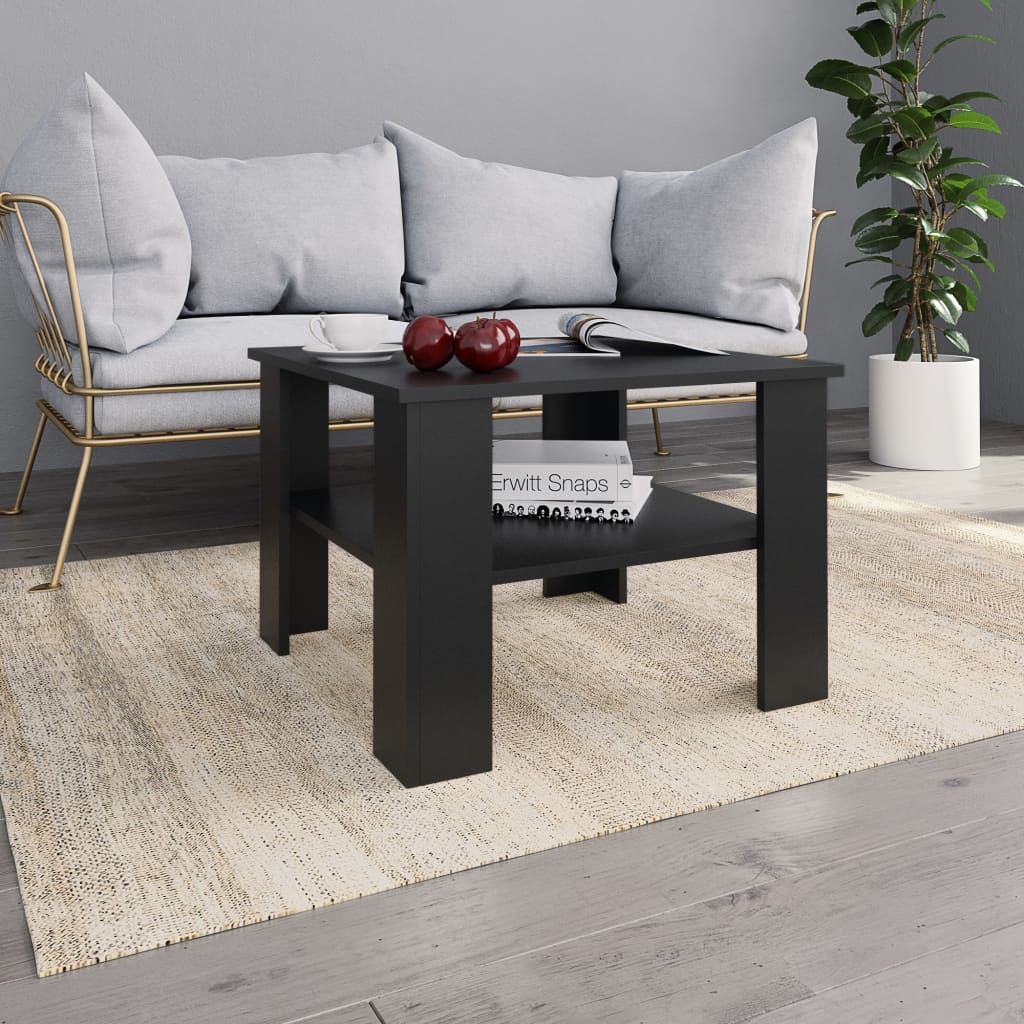 vidaXL Măsuță de cafea, negru, 60x60x42 cm, lemn prelucrat vidaXL Măsuță de cafea, negru, 60x60x42 cm, lemn prelucrat