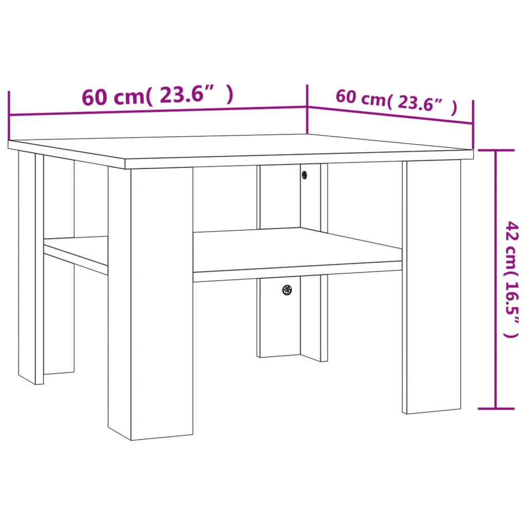 vidaXL Măsuță de cafea, gri beton, 60x60x42 cm, lemn prelucrat vidaXL Măsuță de cafea, gri beton, 60x60x42 cm, lemn prelucrat