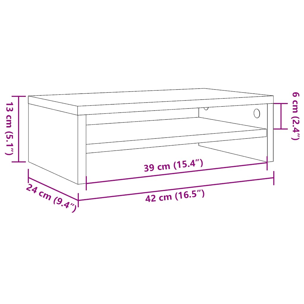 vidaXL Suport monitor, gri beton, 42x24x13 cm, lemn prelucrat